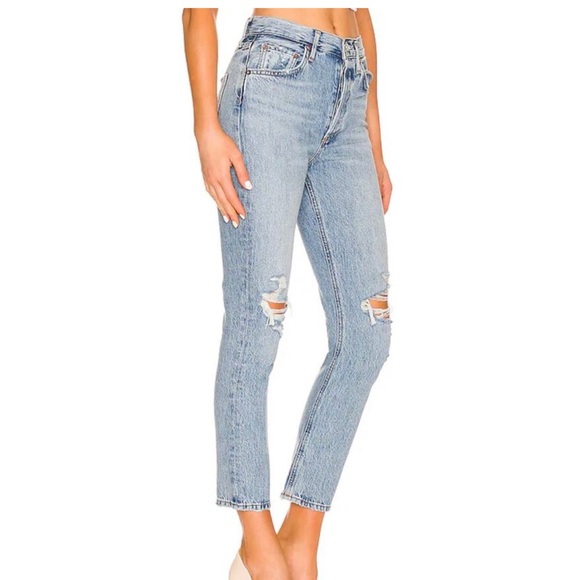 AGOLDE Riley High Rise Straight Crop Jeans Light‎ Wash Distressed Size 26 - Picture 3 of 11